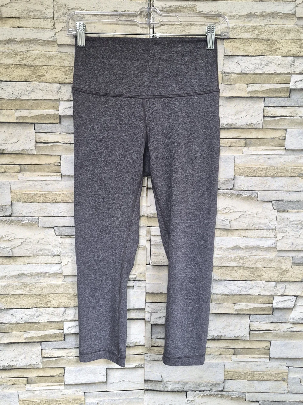 Lululemon Crop Leggings Womens 6 Heathered Charcoal High Rise Athletic Yoga